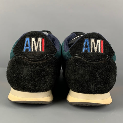 AMI by ALEXANDRE MATTIUSSI Size 11 Black Green Color Block Nylon Sneakers