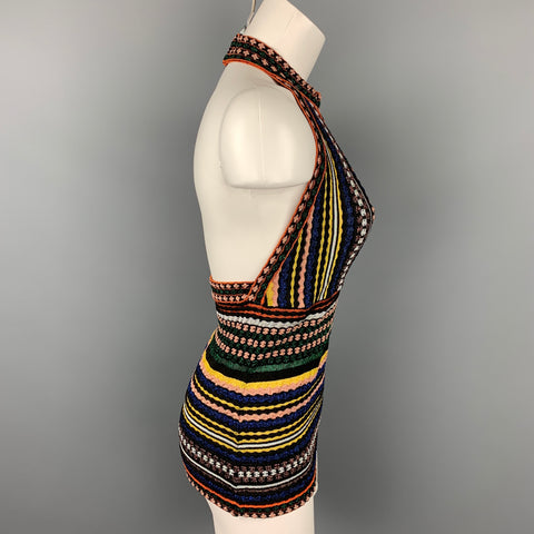 MISSONI Taille 4 Haut de robe dos nu en Lurex à rayures multicolores