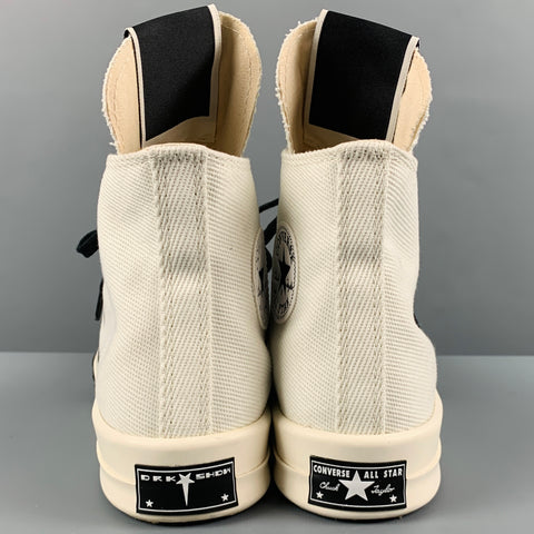 CONVERSE Size 10 White Black Canvas High Top Sneakers