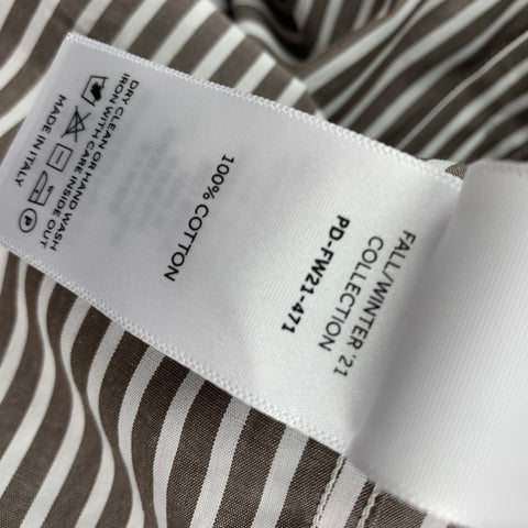 PETER DO Blusa extragrande de popelín de algodón con rayas color topo talla 2