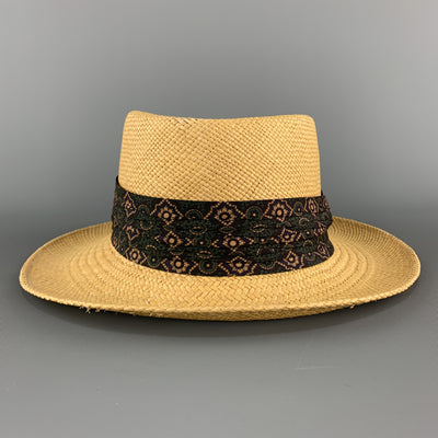 STETSON Natural Woven Straw Gathered Stripe Hat