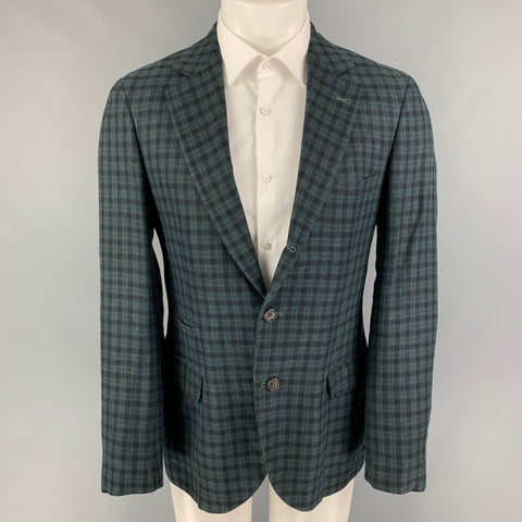 BRUNELLO CUCINELLI Talla 38 Abrigo deportivo de mezcla de lana de tartán verde militar