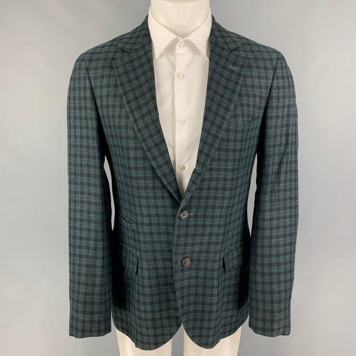 BRUNELLO CUCINELLI Size 38 Military Green Tartan Wool Blend Sport Coat