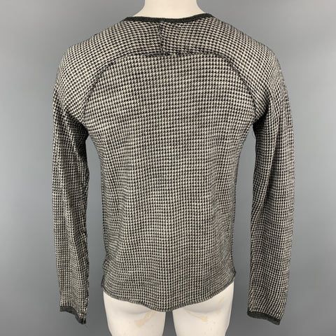V :: ROOM Size L Black & Grey Houndstooth Wool Raglan Sleeves Pullover Sweater