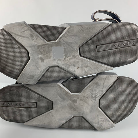 PRADA Taille 11 Sandales en cuir bicolore bleu vert