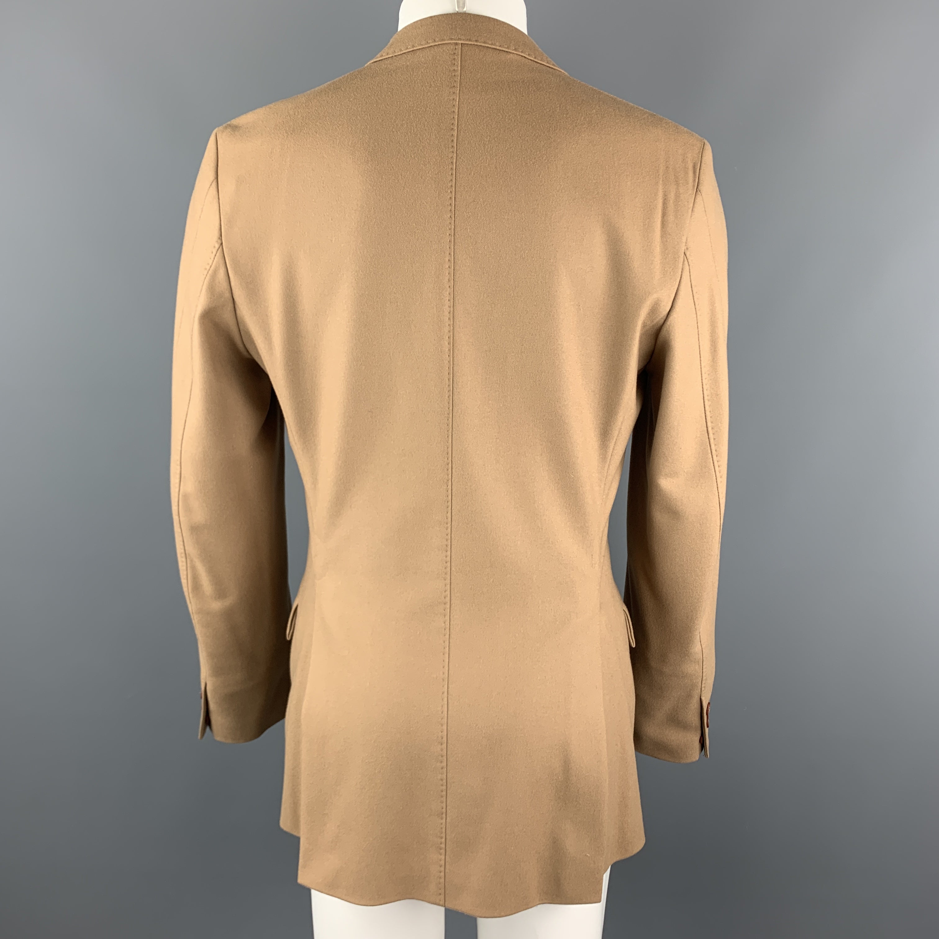 SO by Alexander Van Slobbe 40 Tan Solid Wool Blend Notch Lapel 