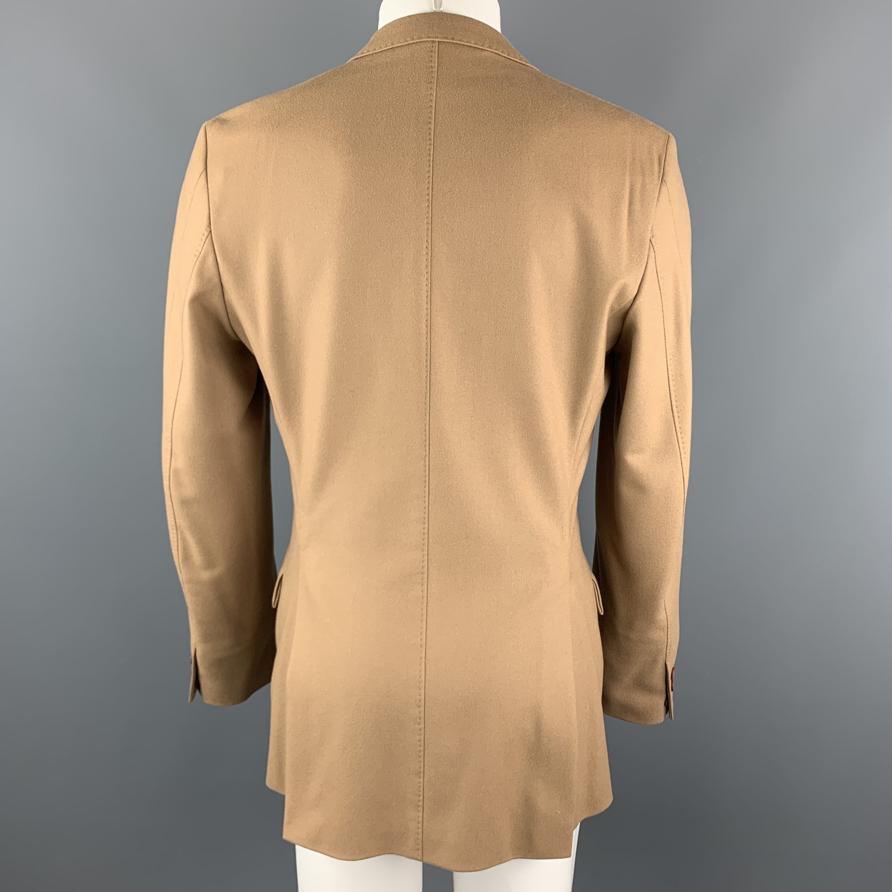 SO by Alexander Van Slobbe 40 Tan Solid Wool Blend Notch Lapel