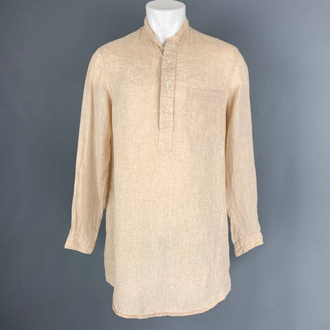GITMAN BROS Size M Beige Linen Long placket Long Sleeve Shirt