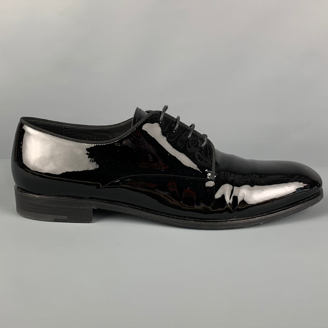 GIORGIO ARMANI Talla 12.5 Zapatos con cordones de charol negro