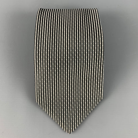 ERMENEGILDO ZEGNA Silver Pattern Silk Tie