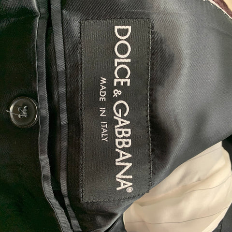 DOLCE & GABBANA Size 44 Regular Burgundy Jacquard Cotton / Silk Sport Coat