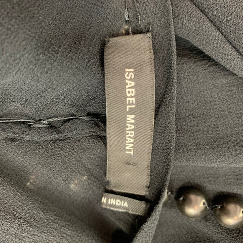 ISABEL MARANT Size 4 Black Studded Chiffon Silk Blouse