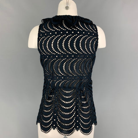 MARC by MARC JACOBS Blusa sin mangas con ojales de algodón azul marino talla 2