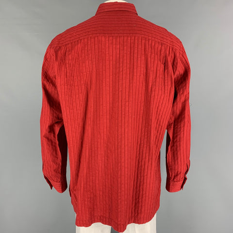 ISSEY MIYAKE Size L Brick Two Toned Cotton Button Up Long Sleeve Shirt