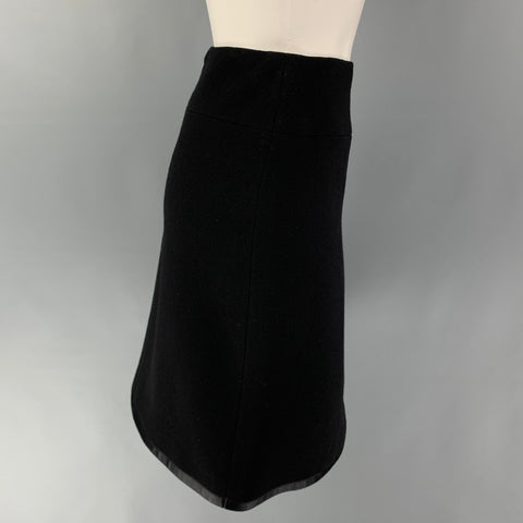 CHANEL Talla 10 Falda evasé de lana negra