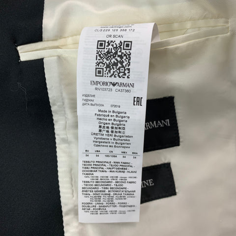EMPORIO ARMANI Size 44 Cream Black Viscose Blend Peak Lapel Sport Coat