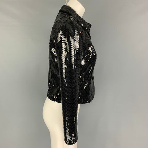 GIORGIO ARMANI Size M Black Sequined Cropped Jacket