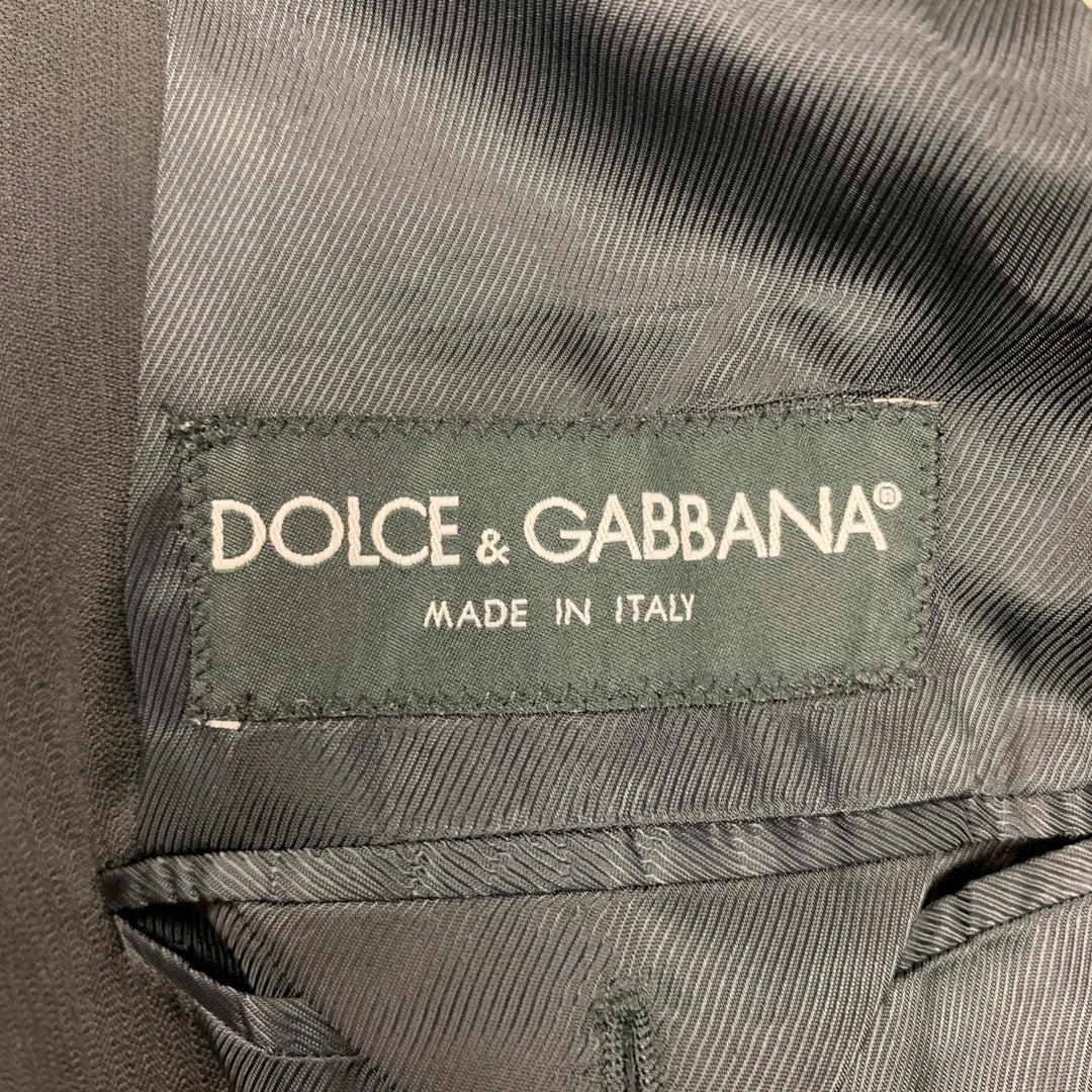 DOLCE & GABBANA Size 38 Black Wool Peak Lapel Double Breasted Sport Coat