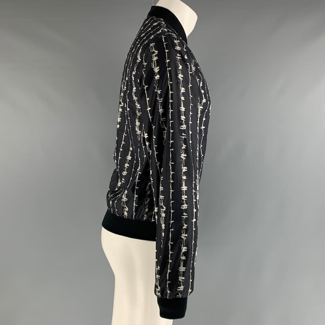 ALEXANDER MCQUEEN  Size 36 Black White Print Polyamide Jacket