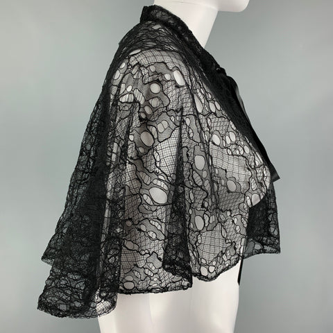 ALEXANDER MCQUEEN Size 4 Black Capelet Dress Top