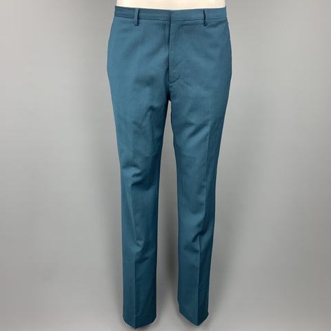 CALVIN KLEIN COLLECTION Size 36 Wool Notch Lapel Teal Suit