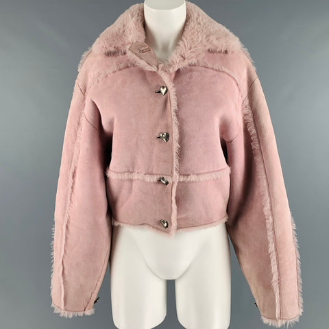 SAKS POTTS Size M Pink Shearling Short Jacket