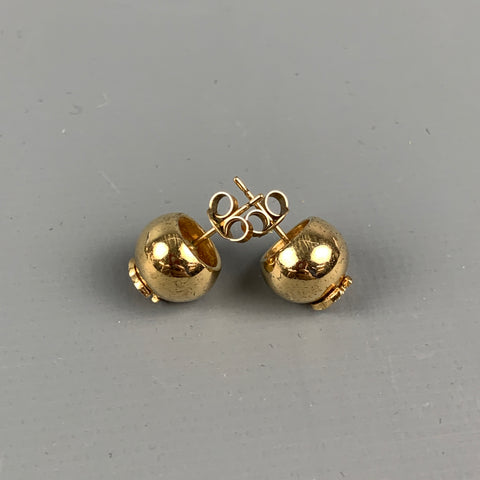 CHANEL Gold Metal CC Stud Earrings