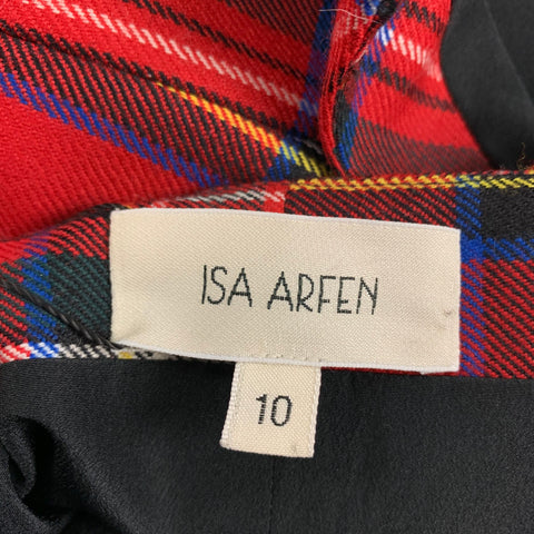 ISA ARFEN Size 10 Multi-Color Wool Patchwork A-Line Dress