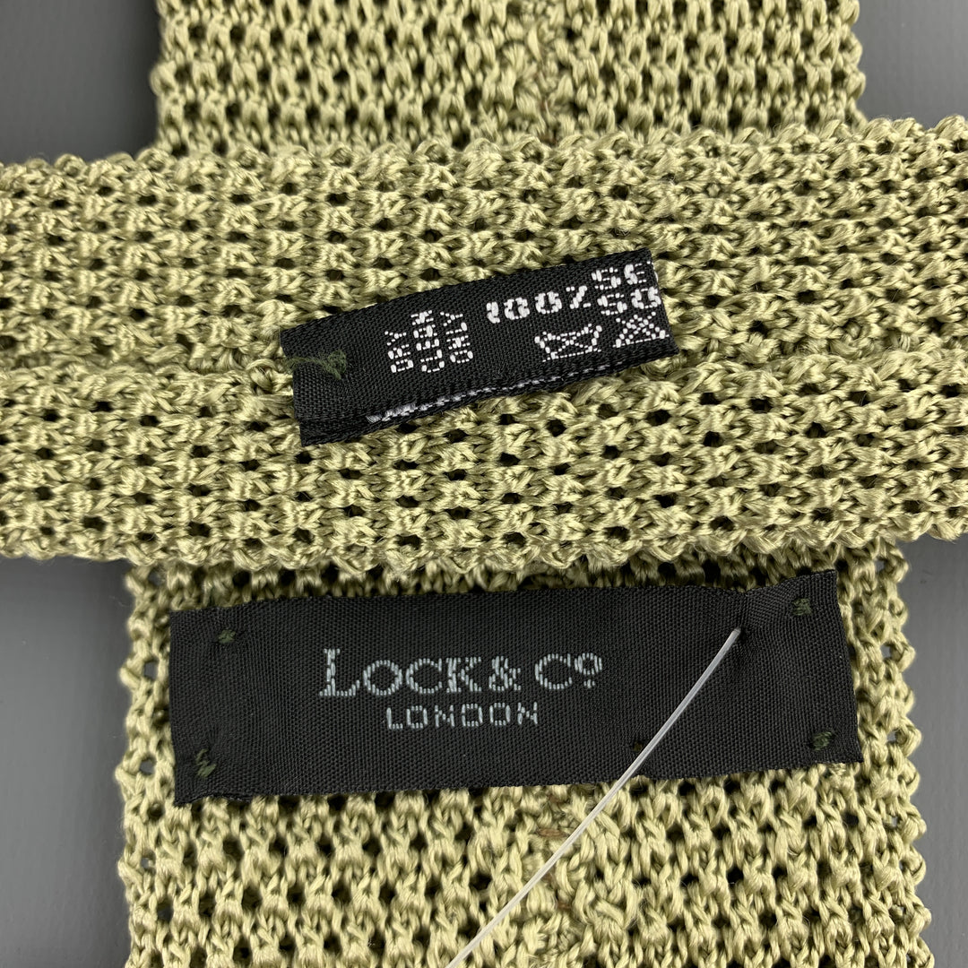 LOCK & CO LONDON Moss Green Silk Textured Knit Tie