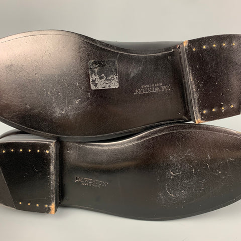 J.M. WESTON Size 6 Black Suede Leather Penny Loafers