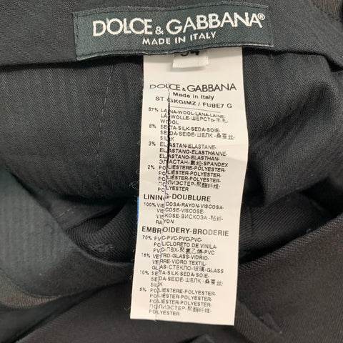 DOLCE & GABBANA Size 38 Black Wool Blend Tuxedo Dress Pants
