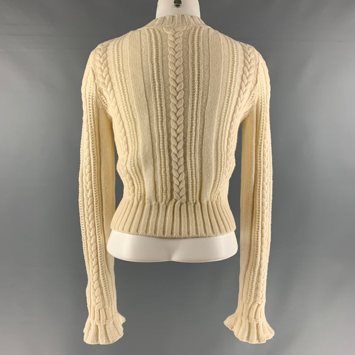 PHILOSOPHY Size 4 Cream Acrylic Blend Textured Ruffle Sweater