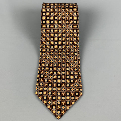 STEFANO RICCI Brown Gold Dots Silk Tie