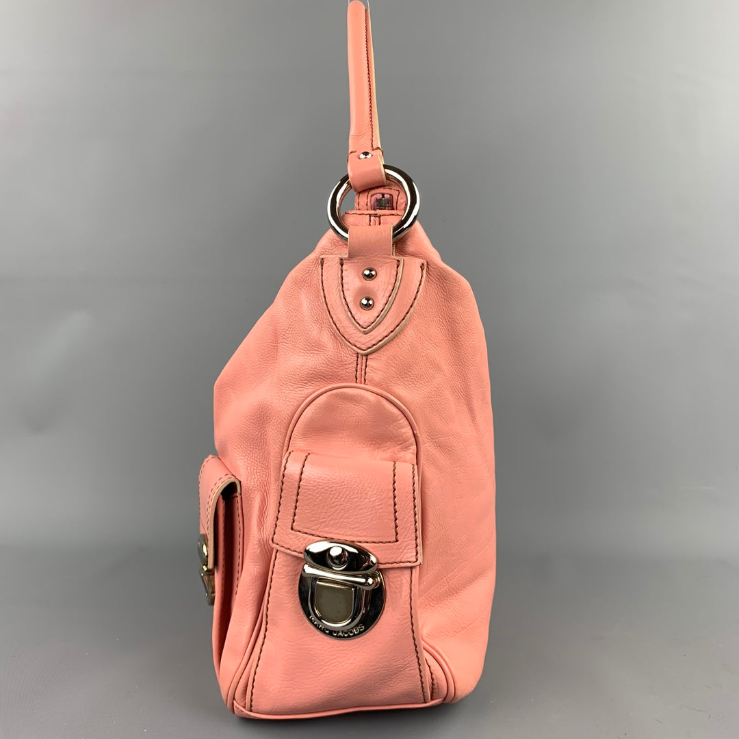 MARC JACOBS Pink Contrast Stitch Leather Top Handles Handbag