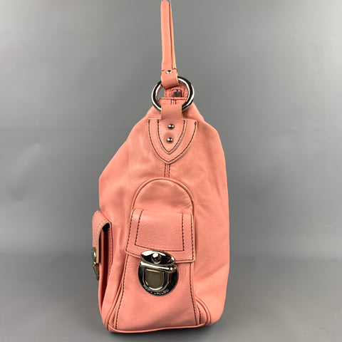 MARC JACOBS Pink Contrast Stitch Leather Top Handles Handbag