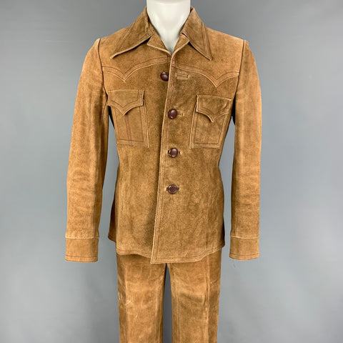 Vintage SHARON Size 38 Tan Suede Western 2 Piece Suit