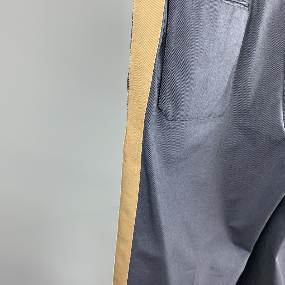 VALENTINO Talla 32 Pantalón casual azul marino de algodón / poliamida con cremallera y bragueta