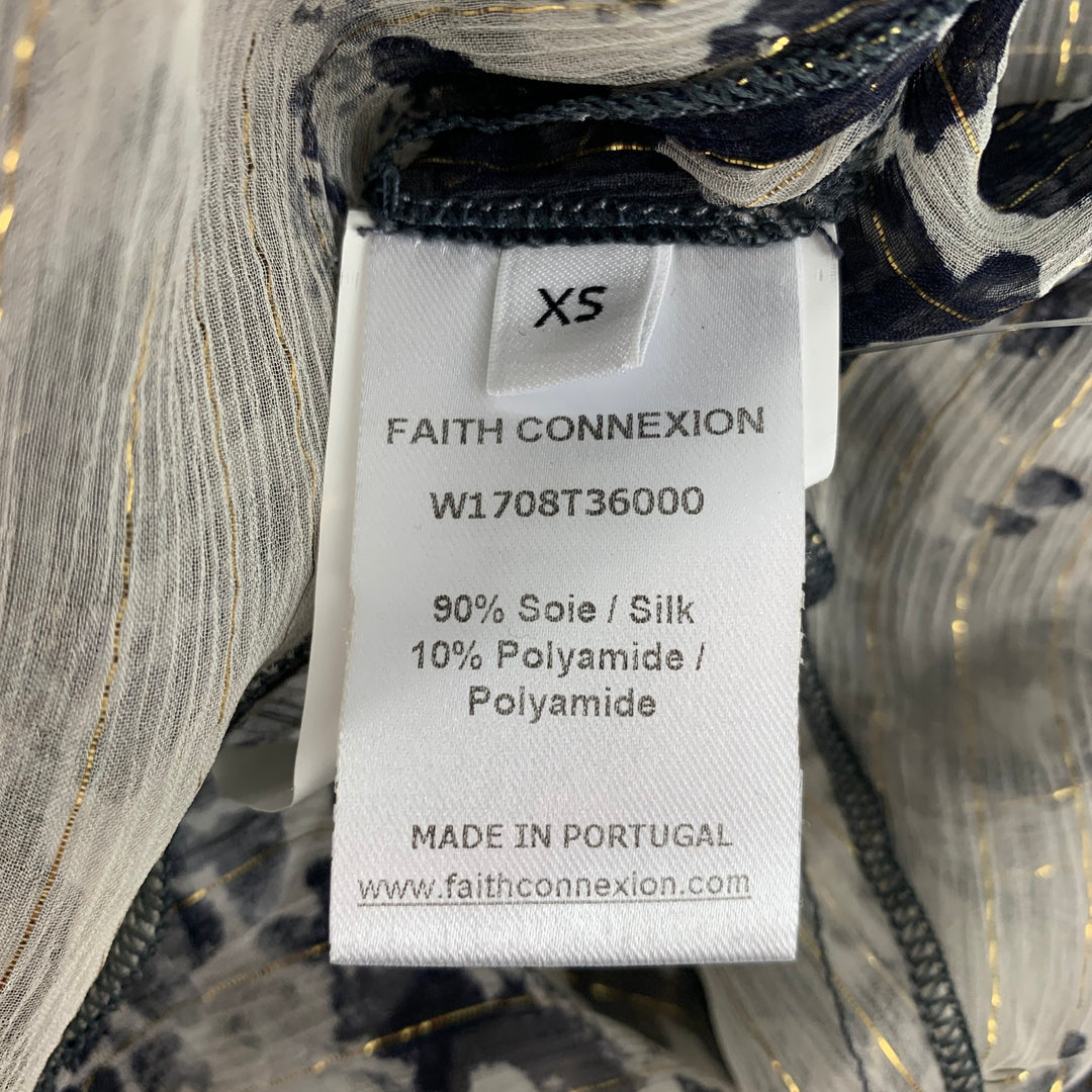 FAITH CONNEXION Size XS Black White Gold Silk Blend Marbled Ruffle Blo –  Sui Generis Designer Consignment