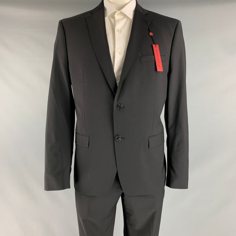 JOHN VARVATOS * U.S.A. Size 46 Black Wool Elastane Single breasted Suit