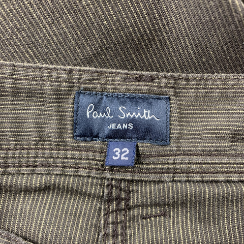 PAUL SMITH JEANS Size 32 Dark Brown Pinstripe Cotton Blend Casual Pants