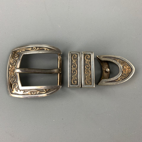 JAMES REID Size One Size Sterling Silver & 14k Gold 4 Piece Belt Buckle