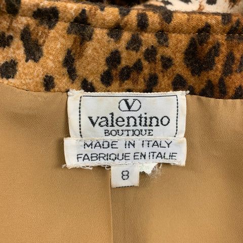 Vintage VALENTINO Size 8 Beige Brown Wool Animal Print Pencil Below Knee Skirt Set