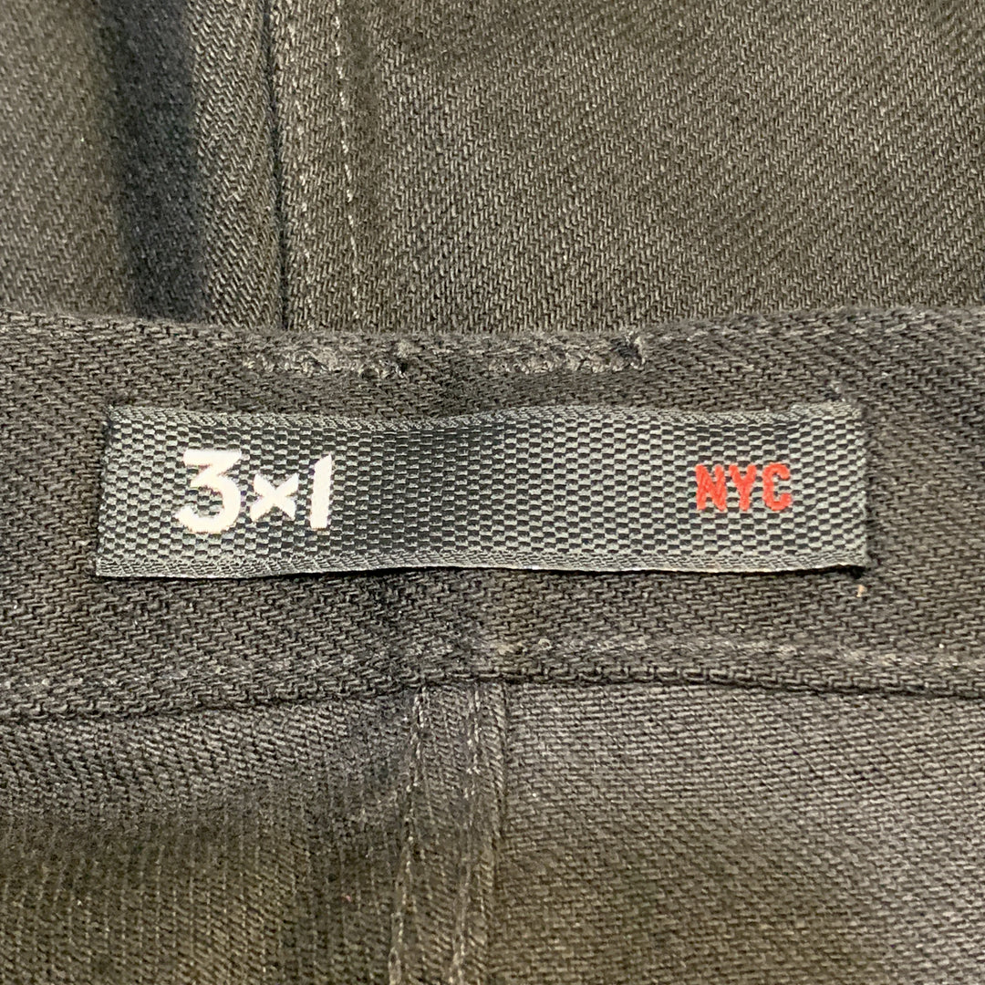 3 X 1 Size 33 Black Selvedge Denim Button Fly Jeans