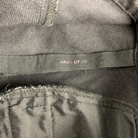 ARMY OF ME Size 33 Black Waxed Cotton Drop-Crotch Curved Leg Casual Pants