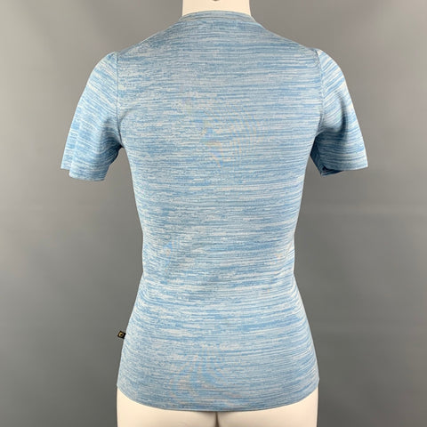 LOUIS VUITTON Size XS Light Blue & White Heather Silk T-Shirt