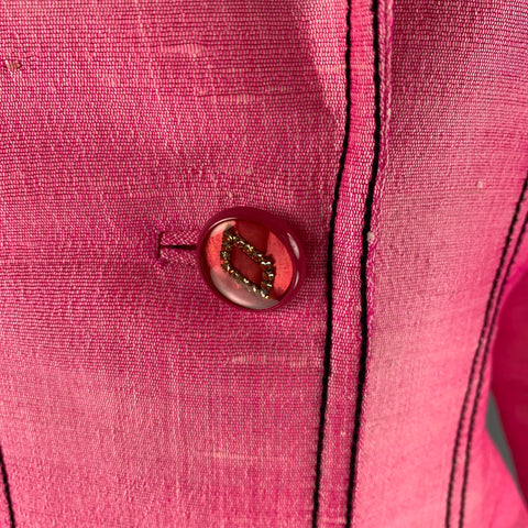 MAX NUGUS Size M Pink Multi-Color Embroidered Jacket