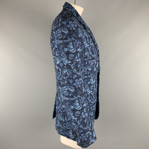 3.1 PHILLIP LIM Manteau de sport en mélange de viscose florale marine à revers cranté taille 42