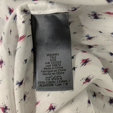 JOHN VARVATOS Size M White, Navy & Red Cotton Button Down Long Sleeve Shirt