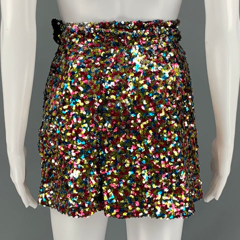 ATTICO Size XS Multi-Color Polyester Sequined Mini Skirt