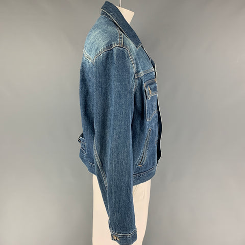 RRL by RALPH LAUREN Size XL Blue Distressed Cotton Denim Jacket
